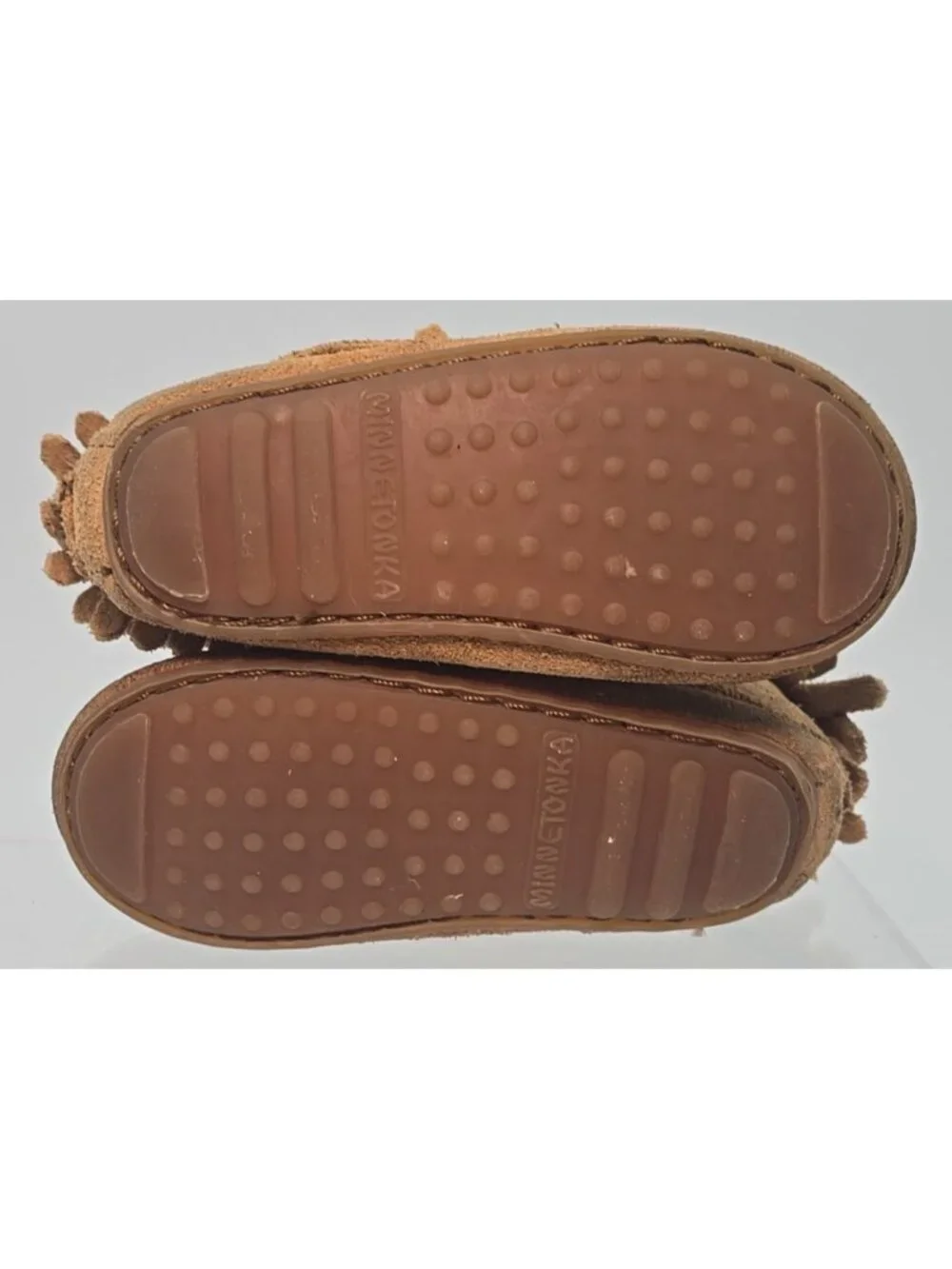 Minnetonka Baby Moccasin Fringe Baby Walker Booties Suede Leather Unisex Size 4